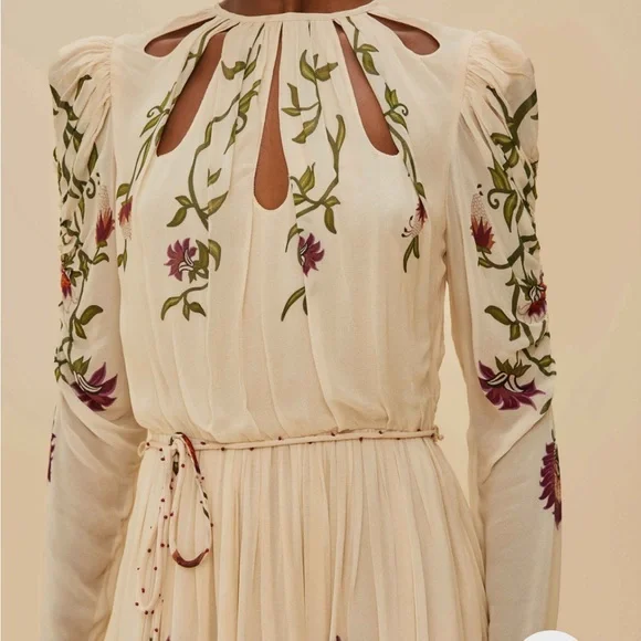 FARM Rio Cream Floral Long Sleeve Dress Medium NWT - Picture 3 of 10